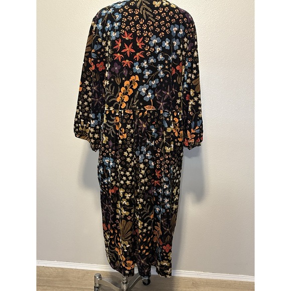 Gudrun Sjoden Dress Katla Black Floral Velour Maxi Midi Dress Size XXL - Picture 8 of 14